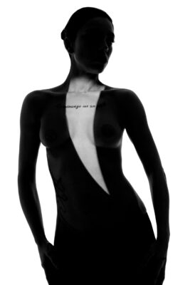 Abstract artistic black and white silhouette of a woman — creative branding photo